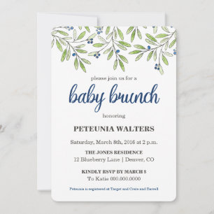 Invitación a brunch de bebé de floración de aránda