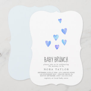 Invitación a Brunch de bebé de los corazones acuát