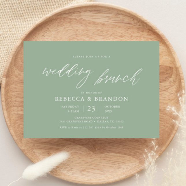 Invitación a brunch de Boda de Sage Green Post (Subido por el creador)