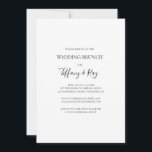 Invitación a Brunch de bodas simple y elegante<br><div class="desc">Esta sencilla y elegante invitación al brunch nupcial es perfecta para su moderno brunch minimalista de boda blanco y negro. El diseño presenta un tipo de letra contemporáneo mínimo acompañado de caligrafía formal. ¡Manténgalo como está,  o elige personalizarlo con tu propia obra de arte o fotos!</div>