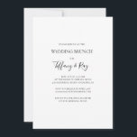 Invitación a Brunch de bodas simple y elegante<br><div class="desc">Esta sencilla y elegante invitación al brunch nupcial es perfecta para su moderno brunch minimalista de boda blanco y negro. El diseño presenta un tipo de letra contemporáneo mínimo acompañado de caligrafía formal. ¡Manténgalo como está,  o elige personalizarlo con tu propia obra de arte o fotos!</div>