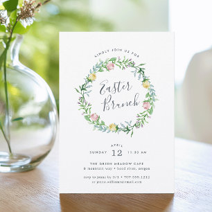 Invitación a brunch de brunch de Pascua con flores