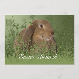 Invitación a Brunch de conejo marrón de Pascua