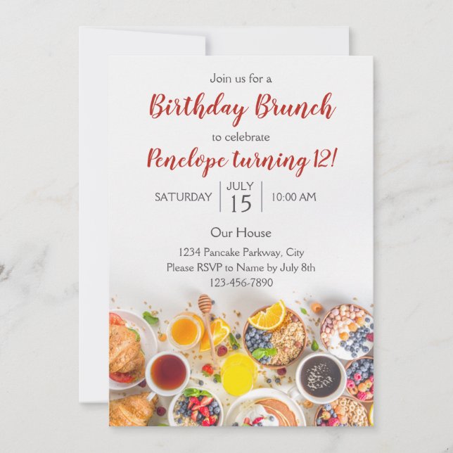 Invitación a Brunch de Cumpleaños (Anverso)