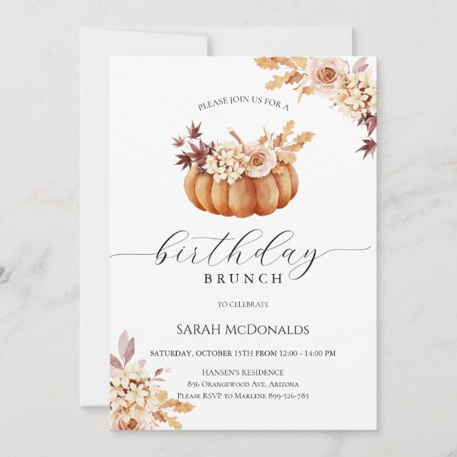 Invitación a brunch de cumpleaños de la mujer de c (Anverso)