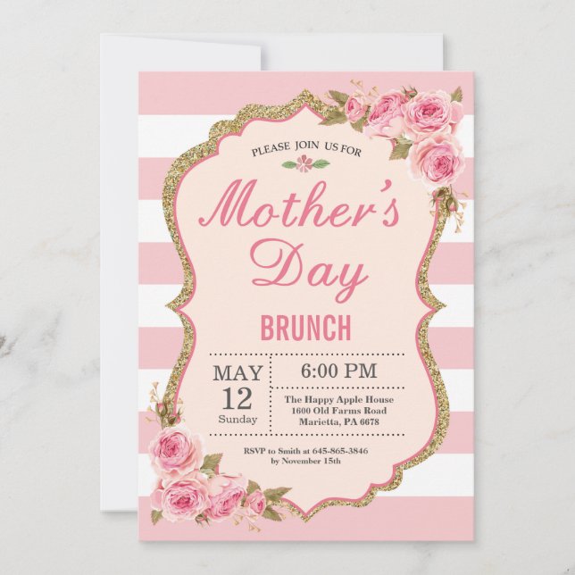 Invitación a brunch de Día de la Madre de los peon (Anverso)