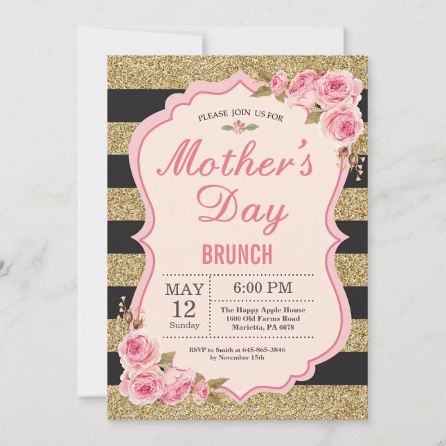Invitación a brunch de Día de la Madre de los peon (Anverso)