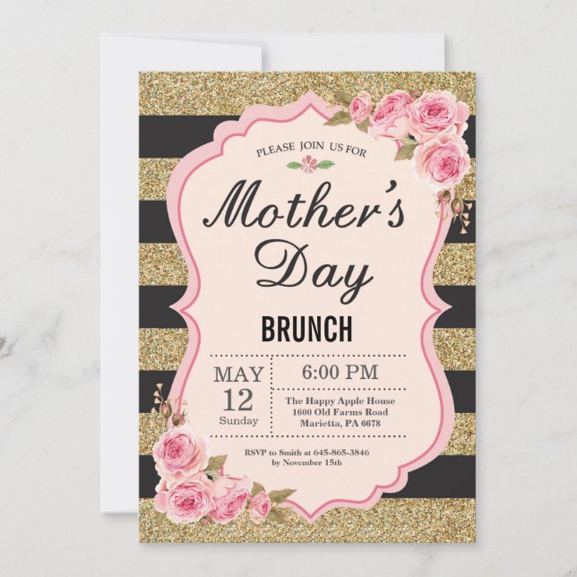 Invitación a brunch de Día de la Madre de los peon (Anverso)