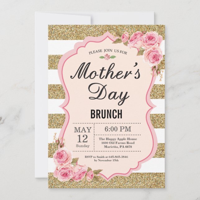 Invitación a brunch de Día de la Madre de los peon (Anverso)