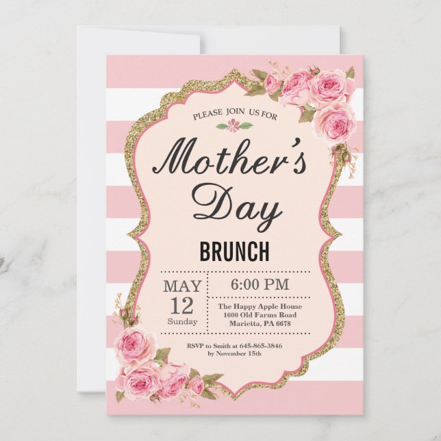 Invitación a brunch de Día de la Madre de los peon (Anverso)