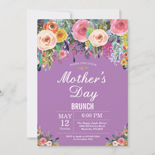 Invitación a brunch de Día de la Madre de los peon (Anverso)