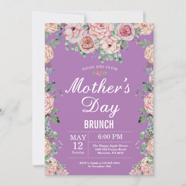 Invitación a brunch de Día de la Madre de los peon (Anverso)