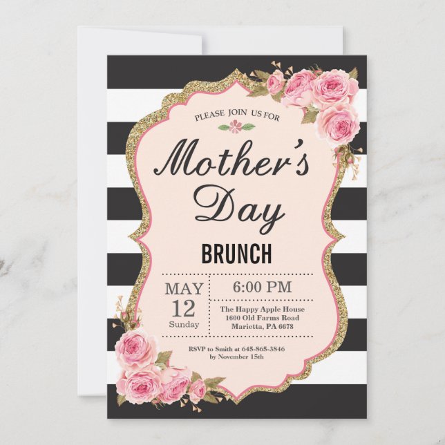 Invitación a brunch de Día de la Madre de los peon (Anverso)