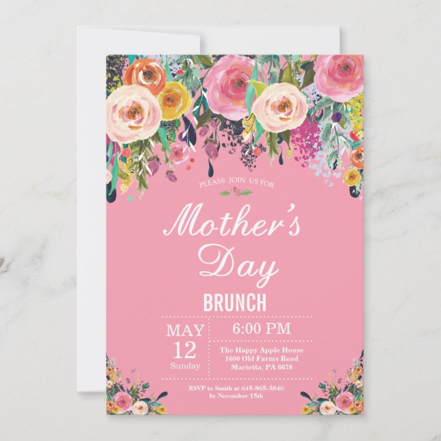 Invitación a brunch de Día de la Madre de los peon (Anverso)