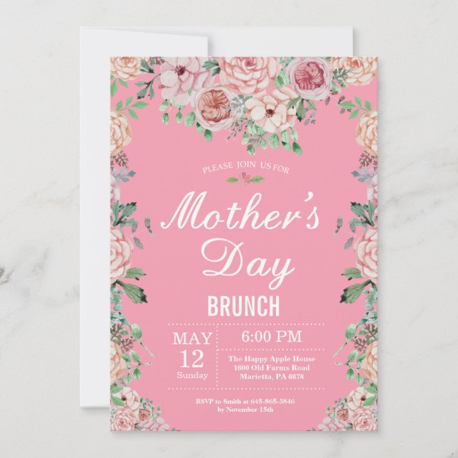 Invitación a brunch de Día de la Madre de los peon (Anverso)