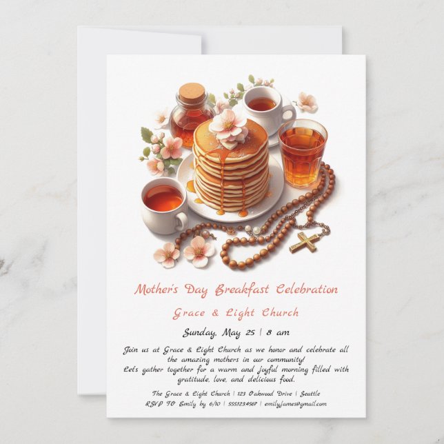 Invitación a Brunch de Día de la Madre en la Igles (Anverso)
