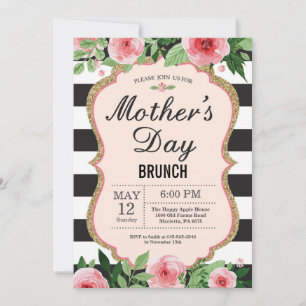 Invitación a brunch de Día de la Madre floral acua