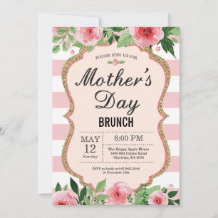 Invitación a brunch de Día de la Madre floral acua