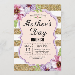Invitación a brunch de Día de la Madre floral acua