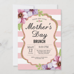 Invitación a brunch de Día de la Madre floral acua