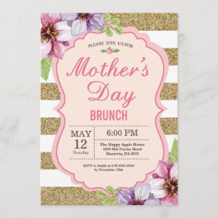 Invitación a brunch de Día de la Madre floral acua