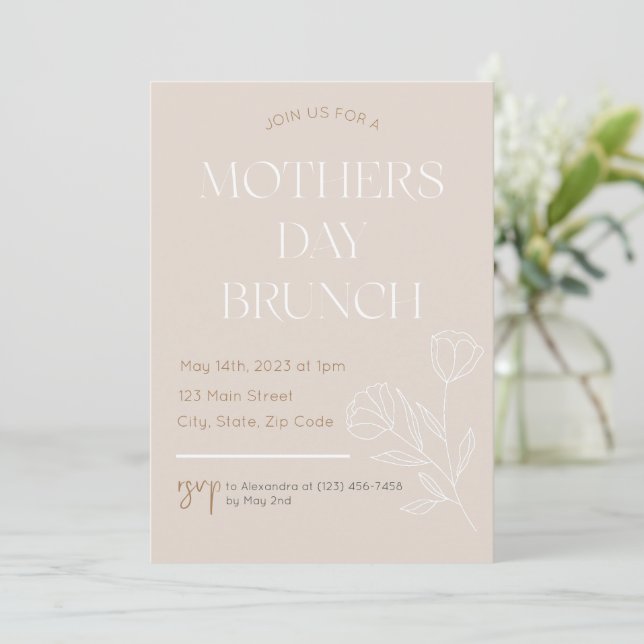 Invitación a Brunch de Día de la Madre inspirado e (Anverso de pie)