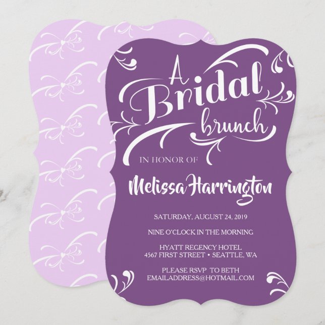 Invitación a Brunch de ducha de novia (Anverso / Reverso)