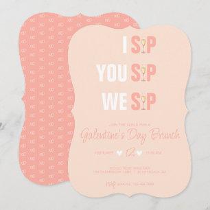 Invitación a Brunch de Galentine con Champán Rosa 