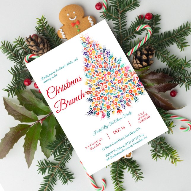Invitación a brunch de la familia Floral Christmas (Subido por el creador)