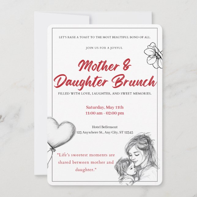 Invitación a Brunch de Madre e Hija (Anverso)