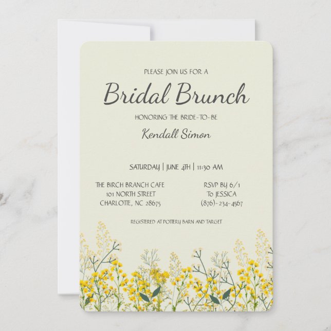 Invitación a brunch de novia con flor silvestre am (Anverso)
