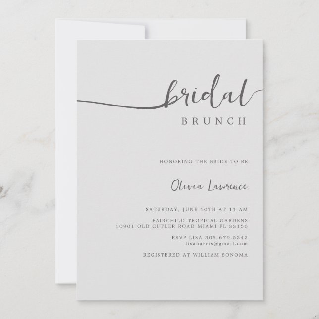Invitación a Brunch de novia con guión simple (Anverso)