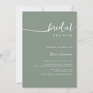 Invitación a brunch de novia con guión verde sabio