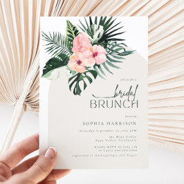 Invitación a brunch de novias con arco floral trop