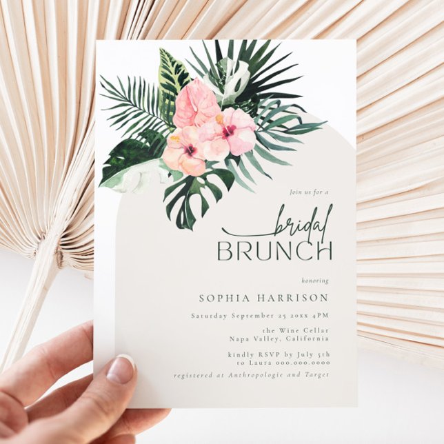 Invitación a brunch de novias con arco floral trop (Subido por el creador)