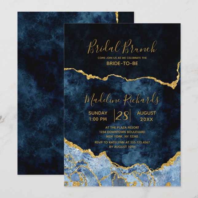 Invitación a brunch de novias con Relieve metaliza (Anverso / Reverso)
