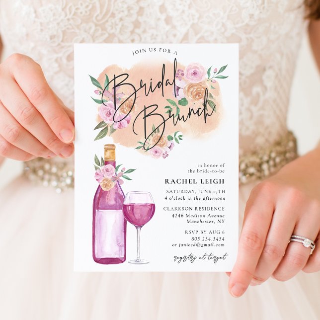 Invitación a Brunch de novias con vino floral de e (Subido por el creador)
