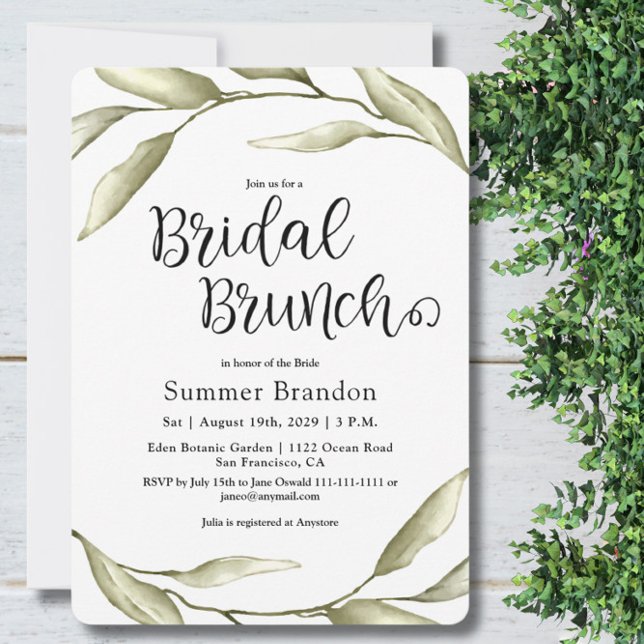 Invitación a brunch de novias de la Foliage verde  (Subido por el creador)