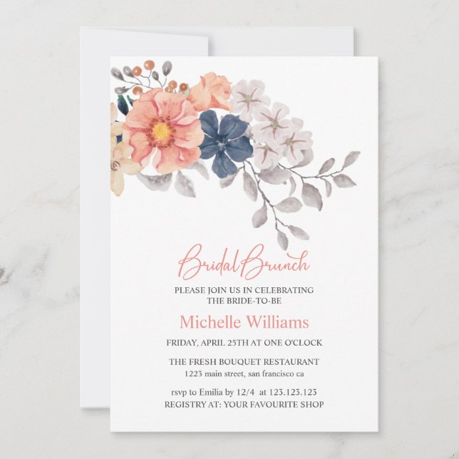 Invitación a brunch de novias de la Marina de Cora (Anverso)