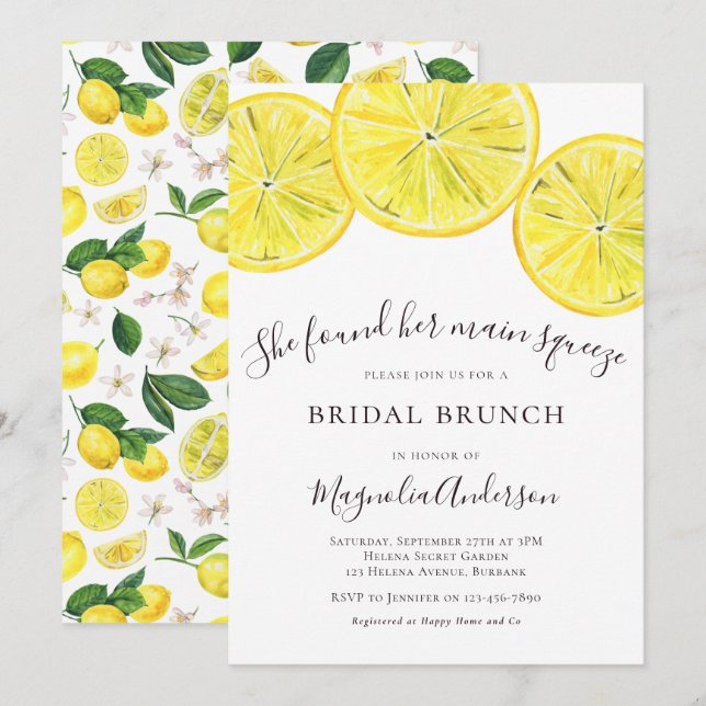 Invitación a Brunch de novias de Lemons (Anverso / Reverso)