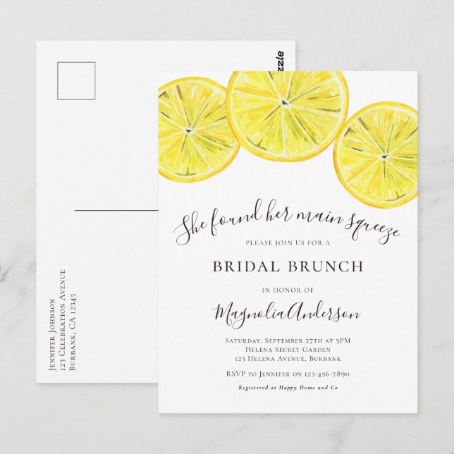 Invitación a Brunch de novias de Lemons (Anverso / Reverso)