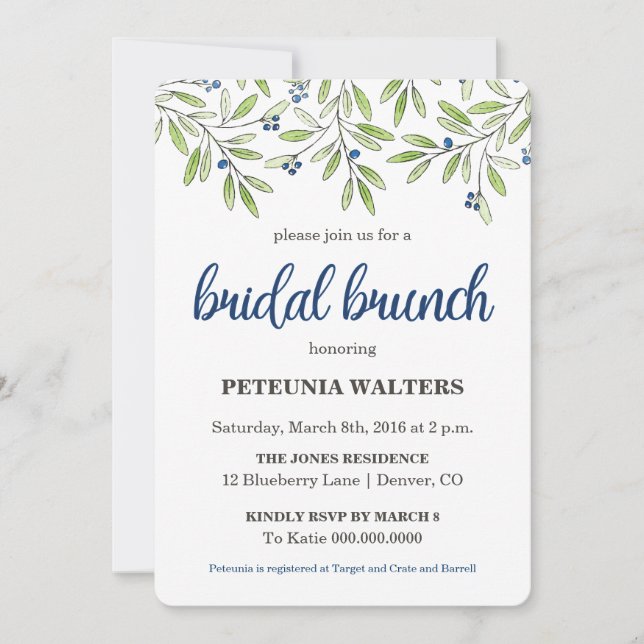 Invitación a brunch de novias en verano con aránda (Anverso)