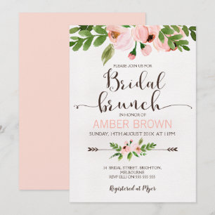Invitación a brunch de novias para Rosas de acuare