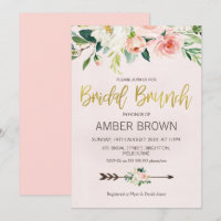 Invitación a brunch de novias para Rosas de acuare