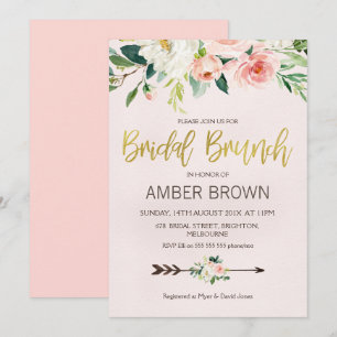 Invitación a brunch de novias para Rosas de acuare