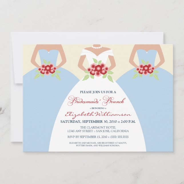 Invitación a Brunch de Novias y damas de honor (az (Anverso)