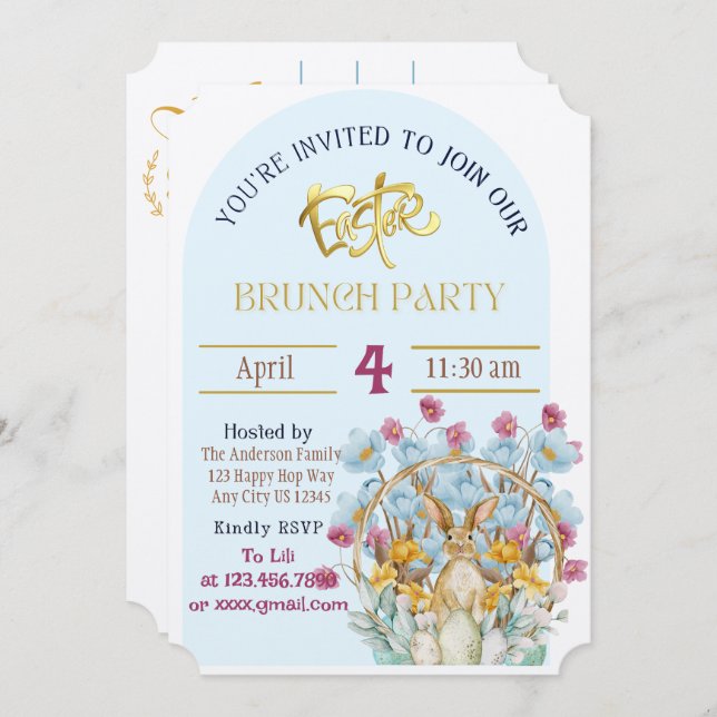 Invitación a Brunch de Pascua (Anverso / Reverso)