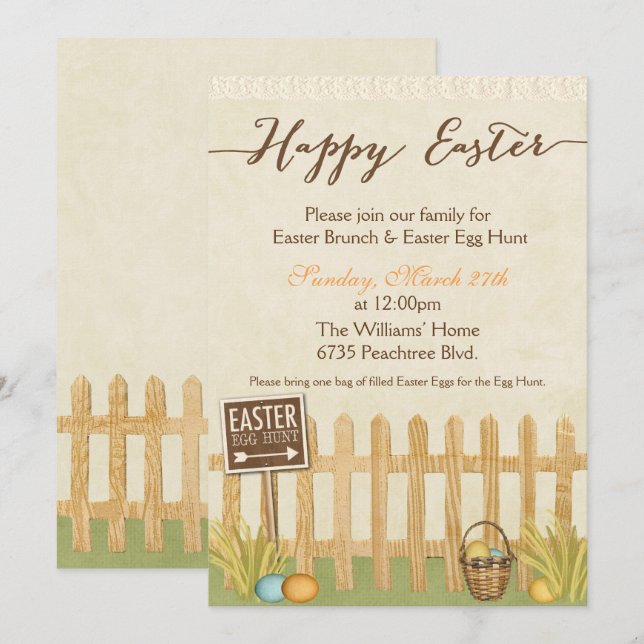 Invitación a Brunch de Pascua (Anverso / Reverso)