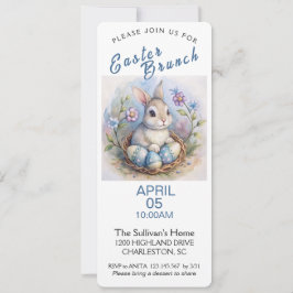 Invitación a Brunch de Pascua con conejo de Pascua
