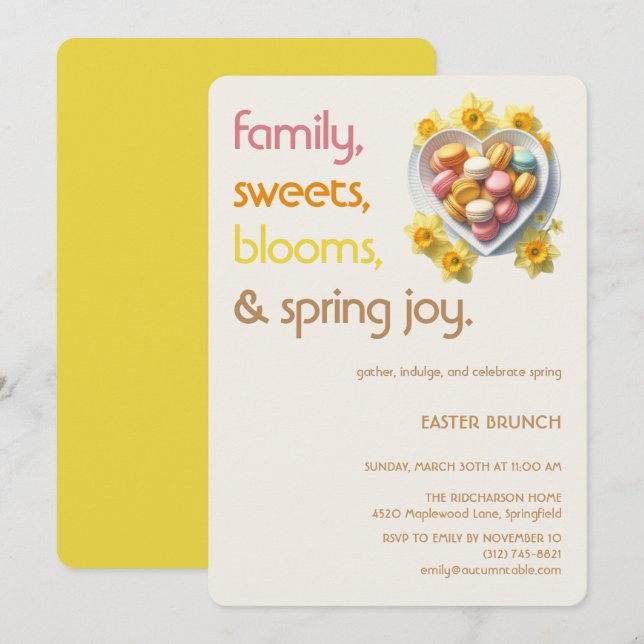 Invitación a Brunch de Pascua con Pastel | Fiesta  (Anverso / Reverso)
